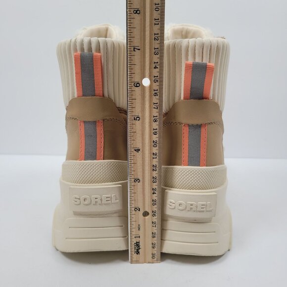 Sorel Brex Leather & Faux Shearling Women's Beige Cream Boots US Size 8 NWT - Picture 9 of 10